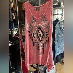 Pink Aztec Print Sleeveless Women's Tank Top